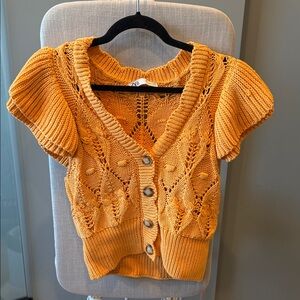 Zara Orange Knit Button-Up Cardigan